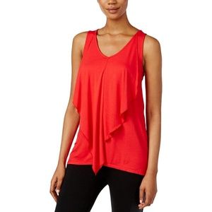 Kensie Sleeveless Draped V-Neck Top Red